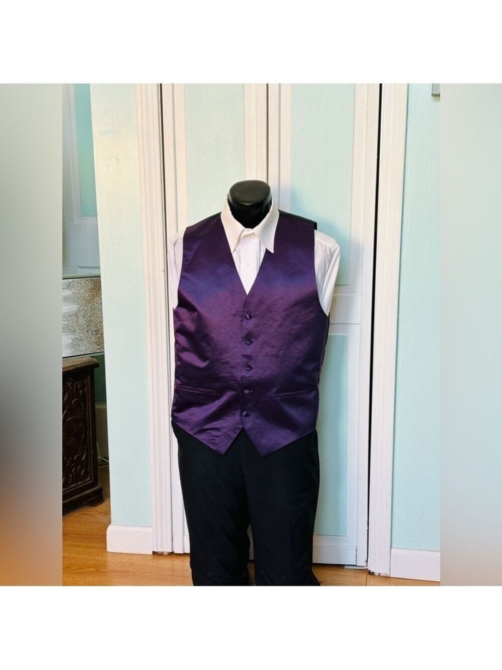 Amethyst Purple Eggplant Closed Back Vest Wedding Prom Tuxedo Men’s Medium Tall